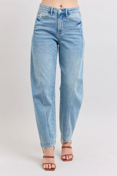 Judy Blue High Rise Side Panel Barrel Leg Jeans