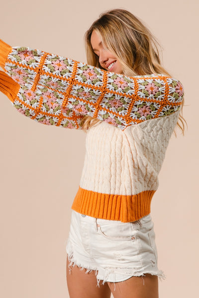 Cute Crochet Sleeve Sweater