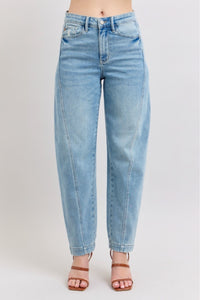 Judy Blue High Rise Side Panel Barrel Leg Jeans