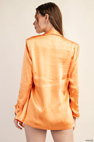 Gorgeous Orange Satin Shiny Suit Jacket