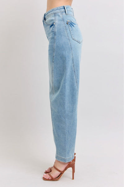 Judy Blue High Rise Side Panel Barrel Leg Jeans