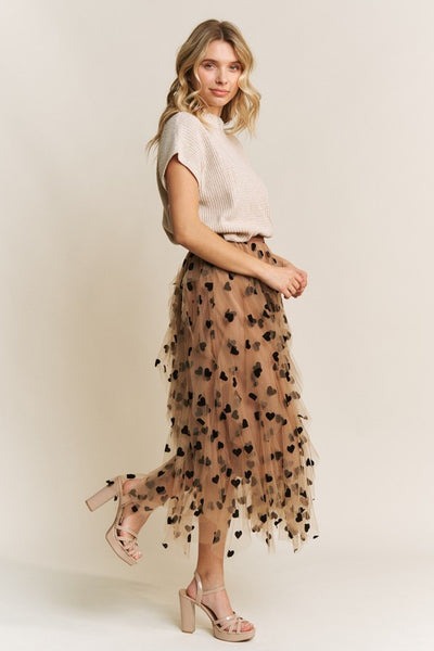 Velvet Heart Flocked Mesh Tulle Skirt