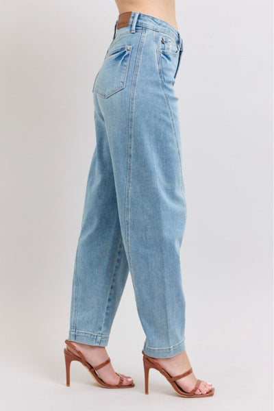 Judy Blue High Rise Side Panel Barrel Leg Jeans