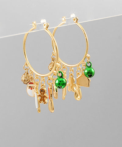 Christmas Charm Hoop Earrings