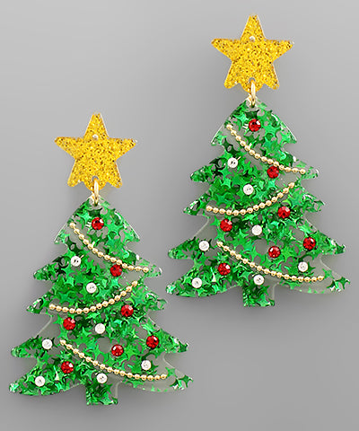 Decorated Christmas Tree Earrings