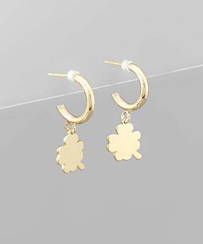 Clover Dangle Small Hoop Earrings