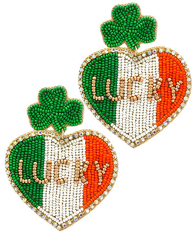 Irish Flag Lucky Heart Earrings