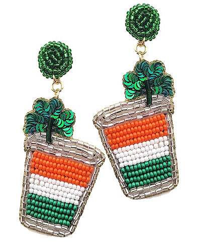 St Patrick's Day Drink Earrings