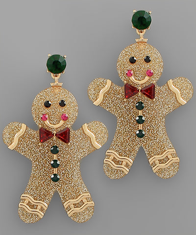 Glitter Gingerbread Man Earrings