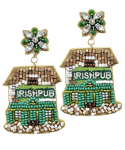 Irish Pub Beaded Earrings