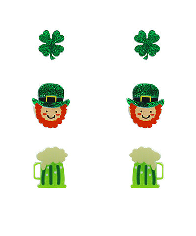 St. Patrick's 3 Pack Set Stud Earrings