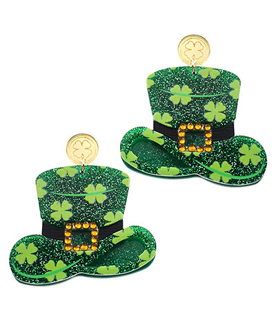 St. Patrick's Acrylic Hat Earrings