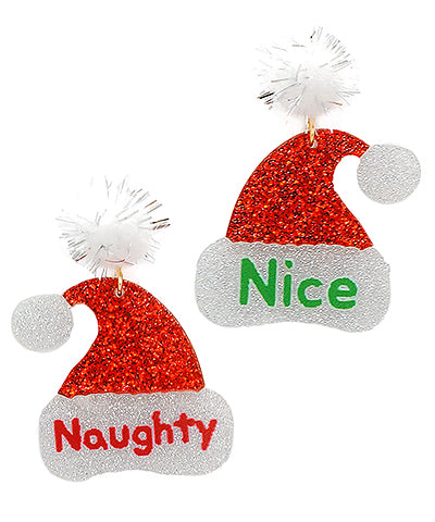 Naughty/Nice Santa Hat Earrings