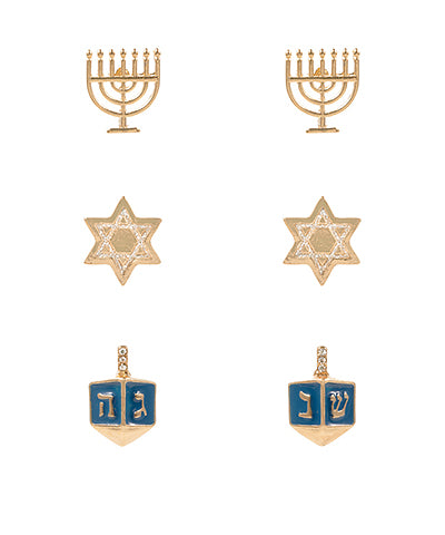 Hanukkah 3 Piece Earring Set