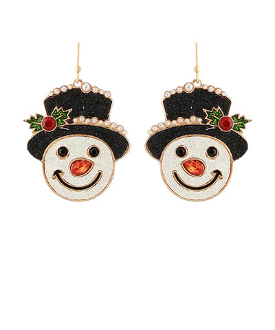 Snowman With Hat Earrings