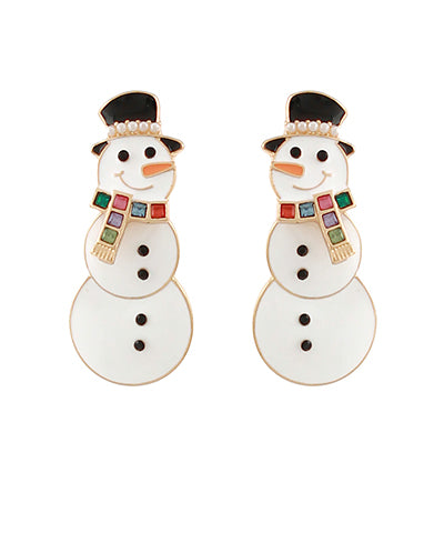 Snowman Multi Color Scarf Earrings