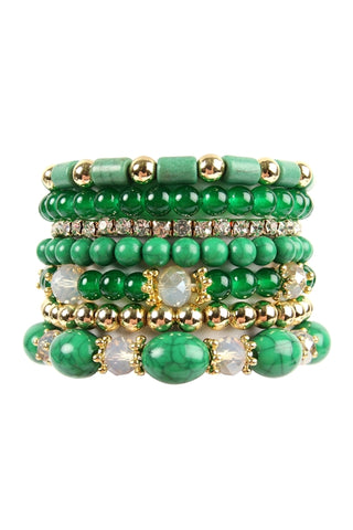 Mixed Bead Stretch Bracelet Set (7 Piece Set)