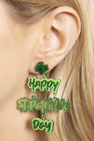 St. Patrick's Day Letter Earrings