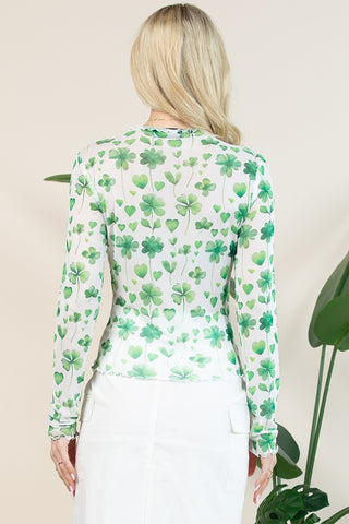 Sheer Shamrock & Hearts Top