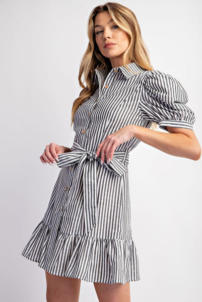 Cotton Stripe Shirt Dress