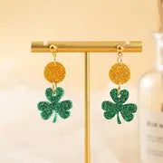 Glitter Clover Earrings