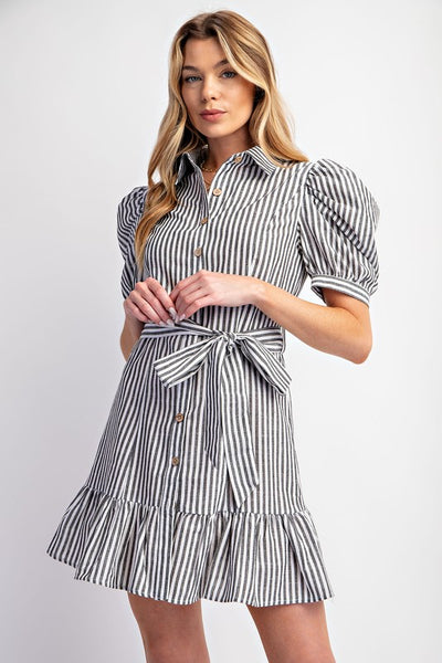 Cotton Stripe Shirt Dress