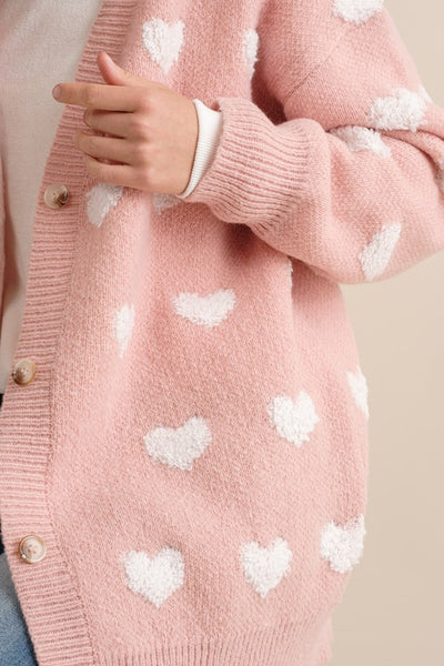 All Over Fluffy Heart Cardigan