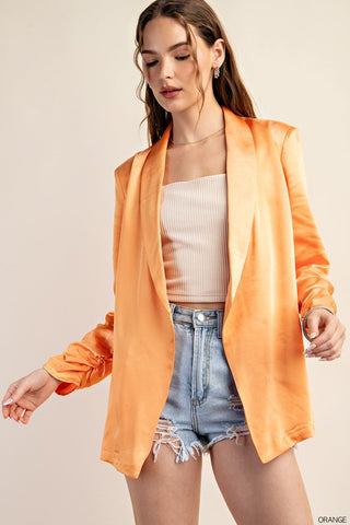 Gorgeous Orange Satin Shiny Suit Jacket
