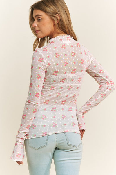 Mesh Heart Floral Top