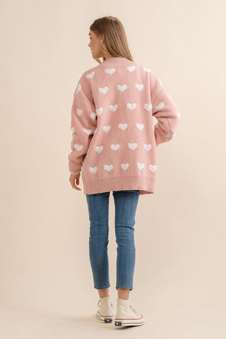 All Over Fluffy Heart Cardigan