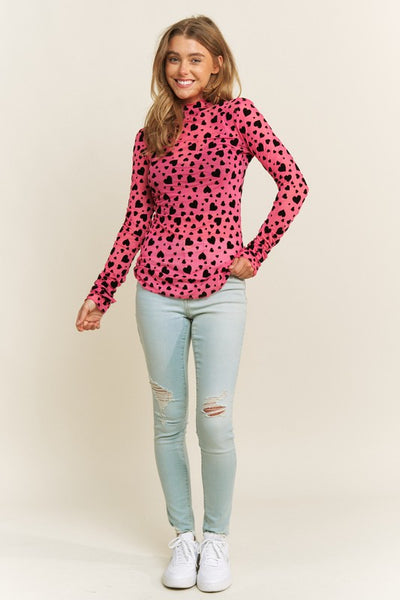 Mesh Heart Long Sleeve Top