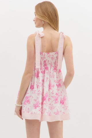 Pink Floral Print Babydoll Dress