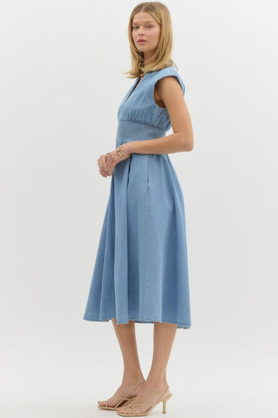 Denim Sleeveless Midi Dress