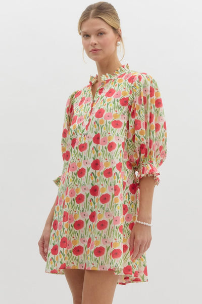 Floral Print Poplin Swing Dress