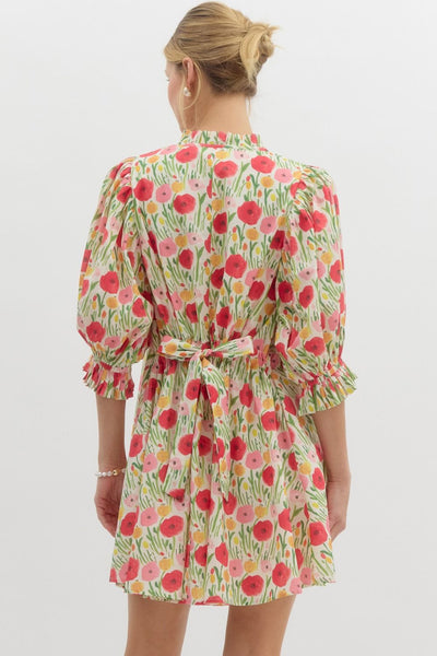 Floral Print Poplin Swing Dress