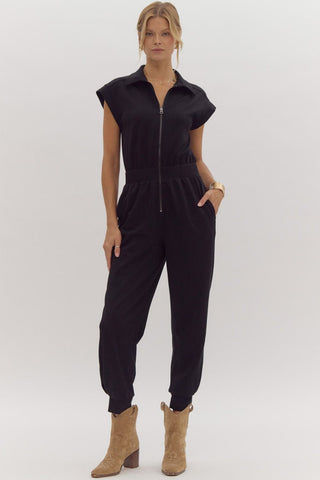 Black Zipper Jumpsuit