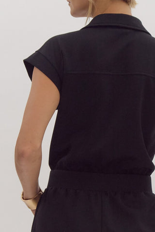 Black Zipper Jumpsuit