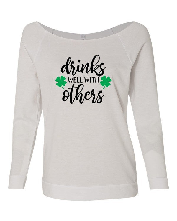 Drinks Well With Others Crew 3/4 Sleeve White